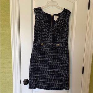 Sail to Sable Navy and White Tweed Sheath Dress
